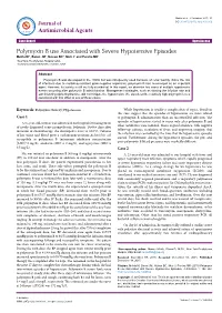 Polymyxin B Use Associated with Severe Hypotensive Episodes