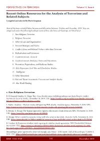 Recent Online Resources for the Analysis of Terrorism and Related Subjects Compiled and Selected by Berto Jongman