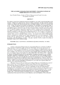 The Japanese Consolidation Movement: Changing Notions of Territoriality in Coastal Japan1