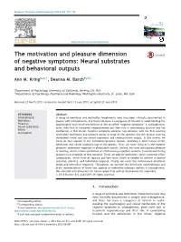 The Motivation and Pleasure Dimension of Negative Symptoms