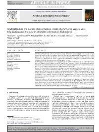Understanding the Nature of Information Seeking Behavior in Critical Care