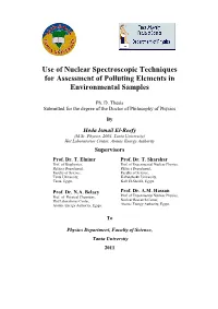 Use of Nuclear Spectroscopic Techniques for Assessment of Polluting Elements in Environmental Samples