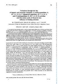 Variations Through the Day of Hepatic and Muscular Cathepsin A