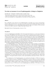 Zootaxa, New Data on Taxonomy of Recent Prophalangopsidae (Orthoptera: Hagloidea)