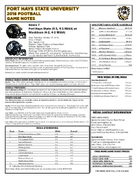 2016 FB Game Notes