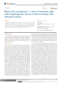 A Case of Traumatic Right Sided Diaphragmatic Hernia in Third Trimester and Literature Review