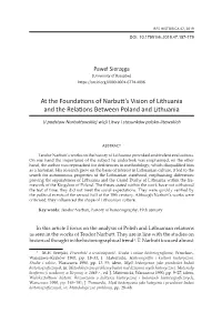 At the Foundations of Narbutt's Vision of Lithuania and the Relations