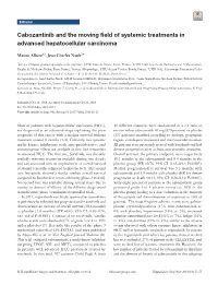 Cabozantinib and the Moving Field of Systemic Treatments in Advanced Hepatocellular Carcinoma