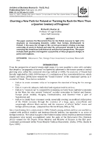 Charting a New Path for Poland Or Turning Its Back on More Than a Quarter Century of Progress? Archives of Business Research, 5(2), 20-30