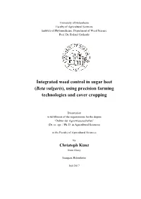 Integrated Weed Control in Sugar Beet (Beta Vulgaris), Using Precision Farming Technologies and Cover Cropping