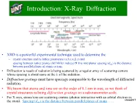 Introduction: X-Ray Diffraction