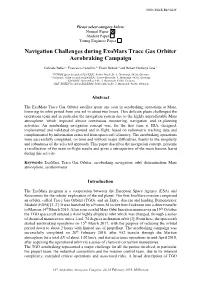 Navigation Challenges During Exomars Trace Gas Orbiter Aerobraking Campaign