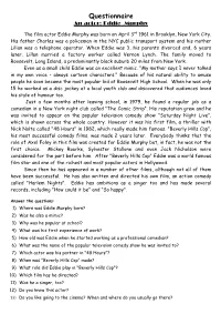 Questionnaire an Actor: Eddie Murphy