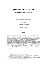 Top Incomes in Chile 1957-2007: Evolution and Mobility 1