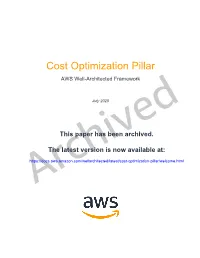 Cost Optimization Pillar AWS Well-Architected Framework
