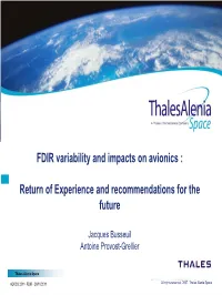 FDIR Variability and Impacts on Avionics