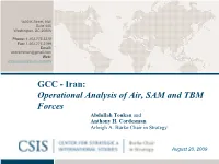 Iran: Operational Analysis of Air, SAM and TBM Forces Abdullah Toukan and Anthony H