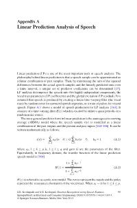 Linear Prediction Analysis of Speech