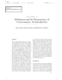 Meditation and the Neuroscience of Consciousness: an Introduction