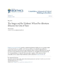 The Singer and the Violinist: When Pro-Abortion Ethicists Are out of Tune