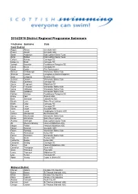 2014/2015 District Regional Programme Swimmers