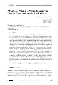 Afrophobic Attacks in Virtual Spaces: the Case of Three Hashtags in South Africa