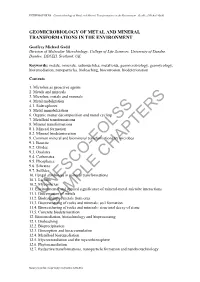 Geomicrobiology of Metal and Mineral Transformations in the Environment - Geoffrey Michael Gadd