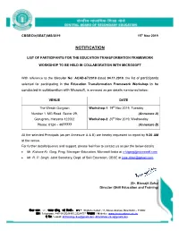 List of Participants for the Education Transformation Framework