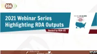 Rd-Alliance.Org @Resdatall | @RDA US About Research Data Alliance (RDA)