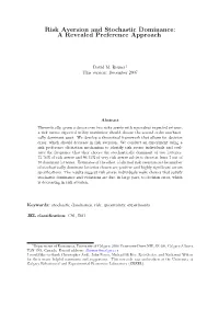 Risk Aversion and Stochastic Dominance: a Revealed Preference Approach