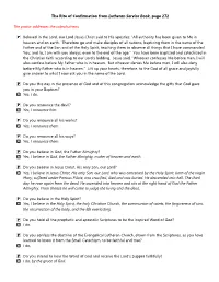 The Rite of Confirmation from Lutheran Service Book, Page 272