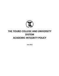 The Touro College and University System Academic Integrity Policy