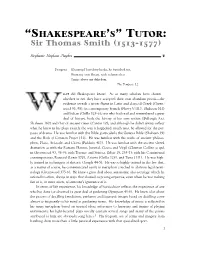 TUTOR: Sir Thomas Smith (1513-1577)