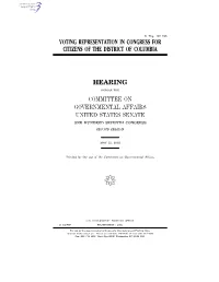 Voting Representation in Congress for Citizens of the District of Columbia