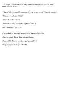 A Standard Description for Magnetic Tape Files