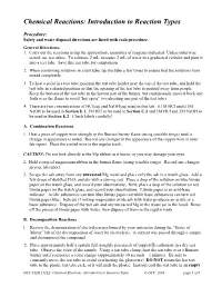 Chemical Reactions: Introduction to Reaction Types