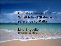 Climate Change and Small Island States with Reference to Malta
