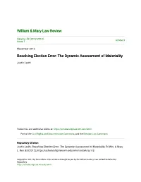 Resolving Election Error: the Dynamic Assessment of Materiality