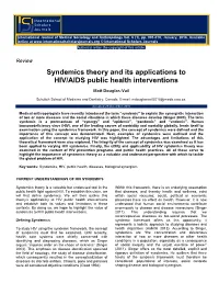 Syndemics Theory and Its Applications to HIV/AIDS Public Health Interventions