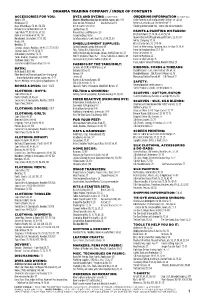 DHARMA TRADING COMPANY / Index of Contents