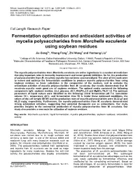 Fermentation Optimization and Antioxidant Activities of Mycelia Polysaccharides from Morchella Esculenta Using Soybean Residues