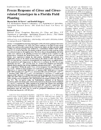 Freeze Response of Citrus and Citrus- Speeds (Nisbitt Et Al., 2000)