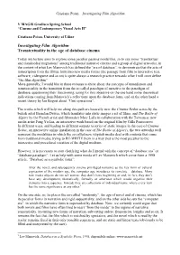 Investigating Film Algorithm Transtextuality in the Age of Database Cinema