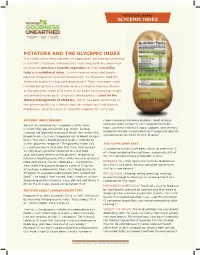 Potatoes and the Glycemic Index