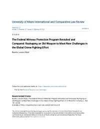 The Federal Witness Protection Program Revisited and Compared: Reshaping an Old Weapon to Meet New Challenges in the Global Crime Fighting Effort