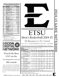 ETSU Vs. NC Central Game Notes