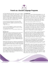 French As a Second Language Programs