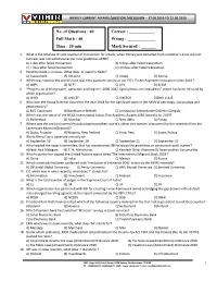 No. of Questions : 40 Correct : ______Full Mark : 40 Wrong : ______