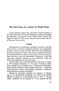 The Red Cross As a Factor in World Peace