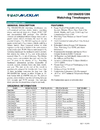 DS1284/DS1286 Watchdog Timekeepers Are